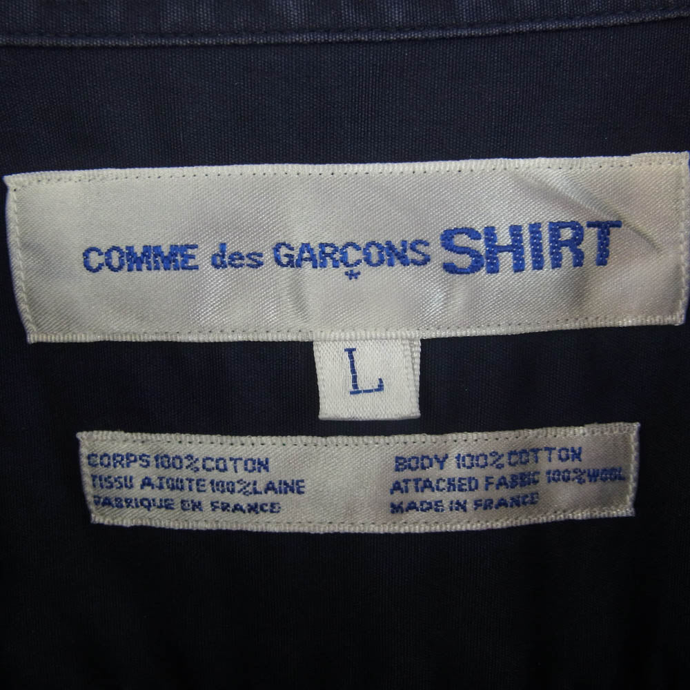COMME des GARCONS コムデギャルソン SHIRT シャツ コットンブロード 長袖 シャツ ネイビー系 ブルー系 L【中古】