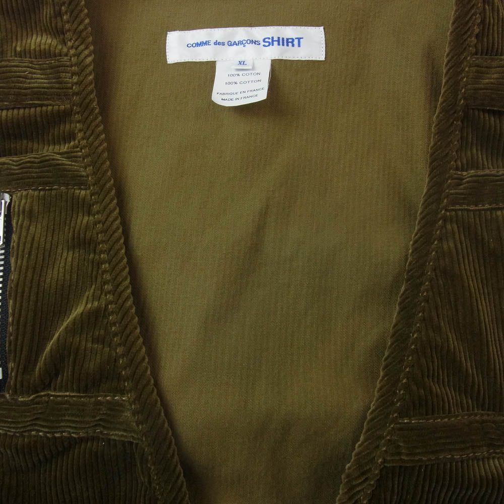 COMME des GARCONS コムデギャルソン SHIRT シャツ コーデュロイ ベスト カーキ系 XL【中古】
