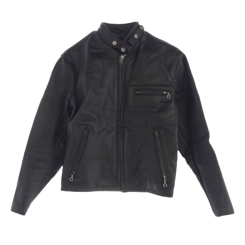 schott ショット 641E USA製 フリースライニング付属 レザー シングルライダースジャケット ブラック系 38【中古】