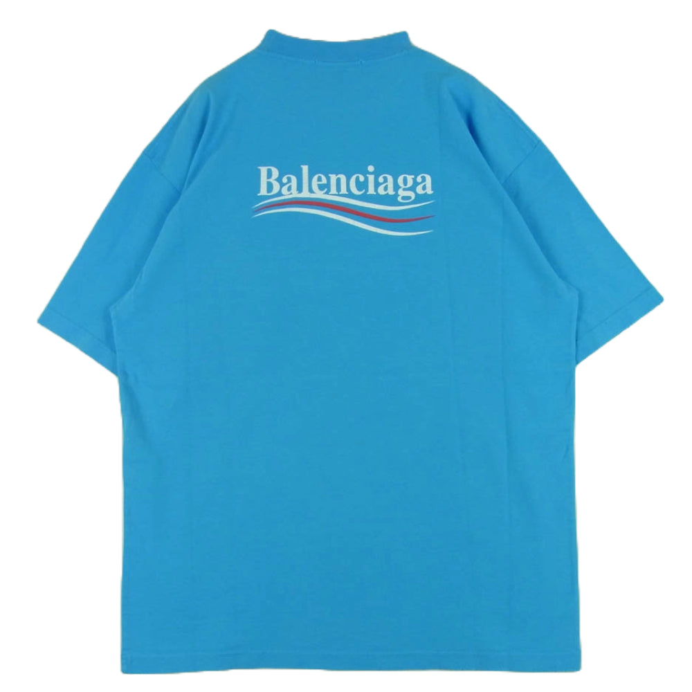 BALENCIAGA バレンシアガ Distressed Political Campaign T-Shirt 半袖 Tシャツ ライトブルー系 XXS【極上美品】【中古】