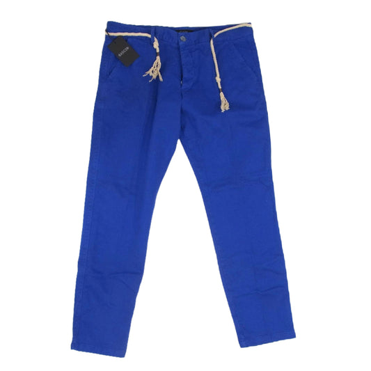 ベイジコン 紐ベルト付き コットン パンツ ボタンフライ ネイビー系 54【中古】