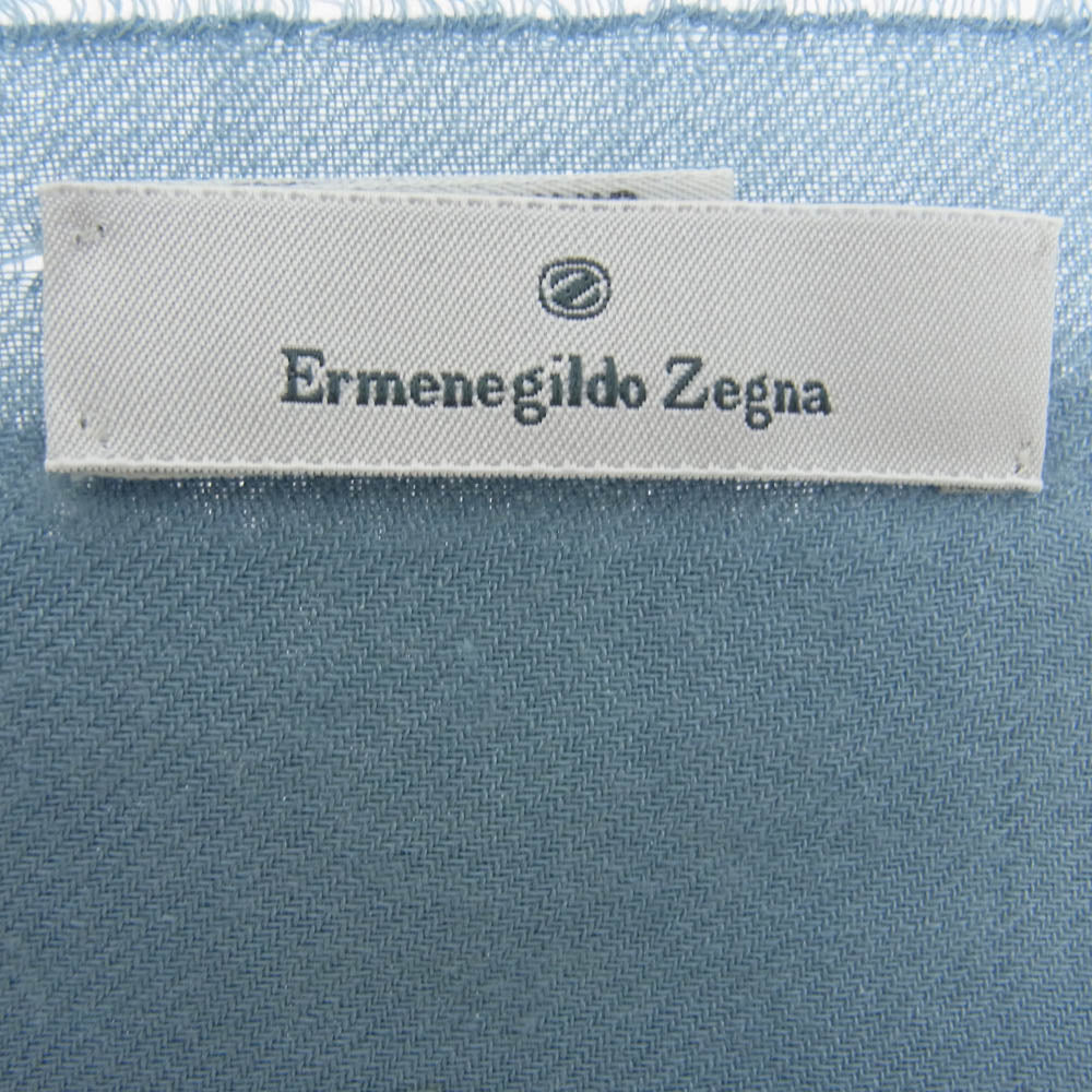 Ermenegildo Zegna エルメネジルドゼニア カシミヤ カシミア シルク ストール ライトブルー系【中古】
