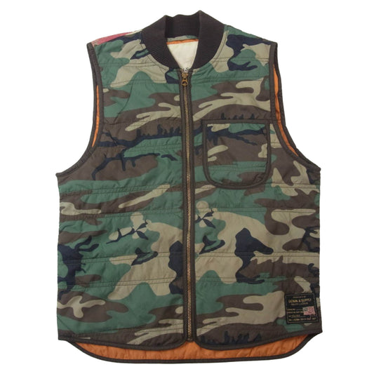 RALPH LAUREN ラルフローレン Denim & Supply デニムアンドサプライ カモ柄 迷彩 中綿 ベスト カーキ系【中古】