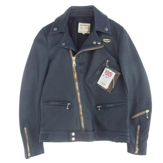 The REAL McCOY'S ザリアルマッコイズ LLJT201 × REAL McCOYS リアルマッコイズ ディアスキン Cyclone サイクロン ライダース ジャケット ネイビー系 38【新古品】【未使用】【中古】