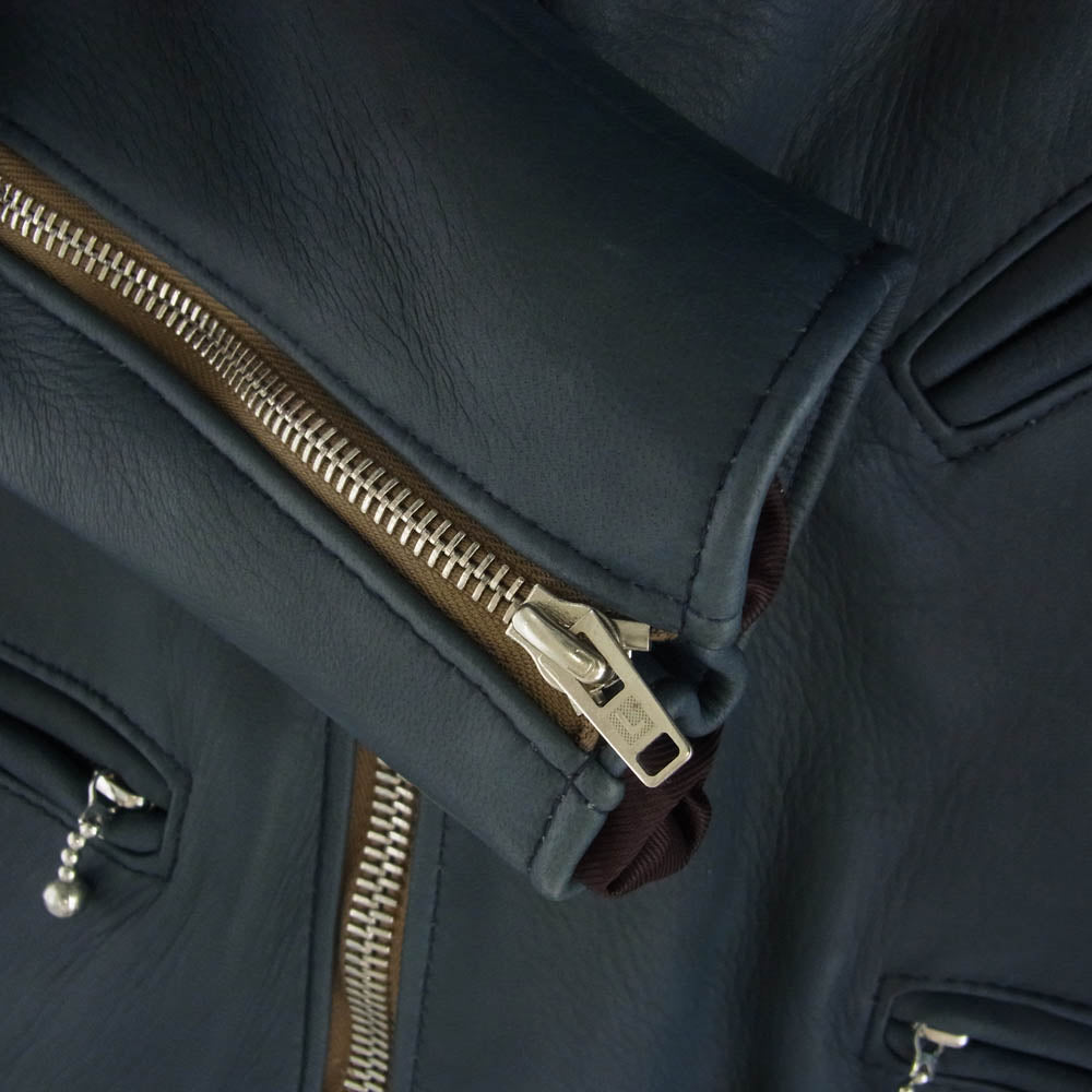 The REAL McCOY'S ザリアルマッコイズ LLJT201 × REAL McCOYS リアルマッコイズ ディアスキン Cyclone サイクロン ライダース ジャケット ネイビー系 38【新古品】【未使用】【中古】