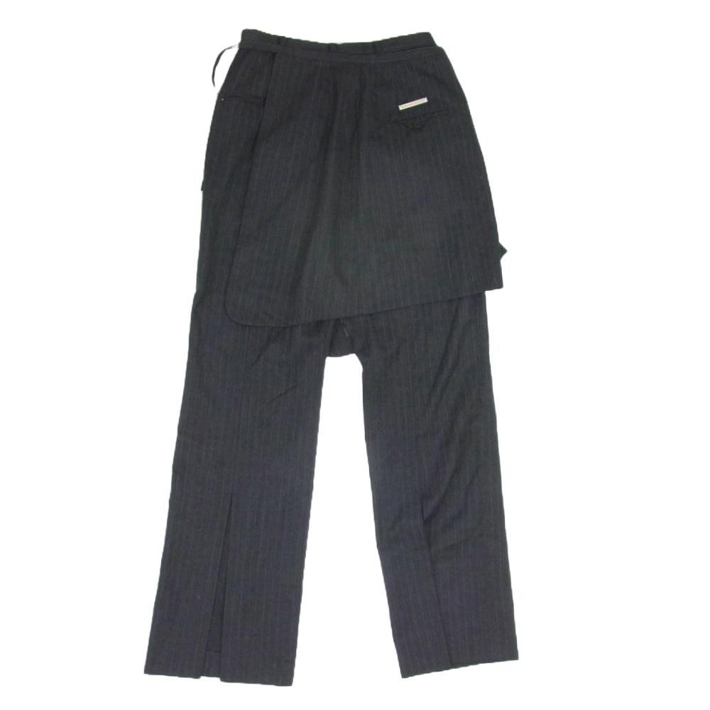 プランクプロジェクト 3341419741 Pinstripe Wrap Layered Pants ピン ストライプ ラップ レイヤード ウール パンツ ダークグレー系 38【中古】