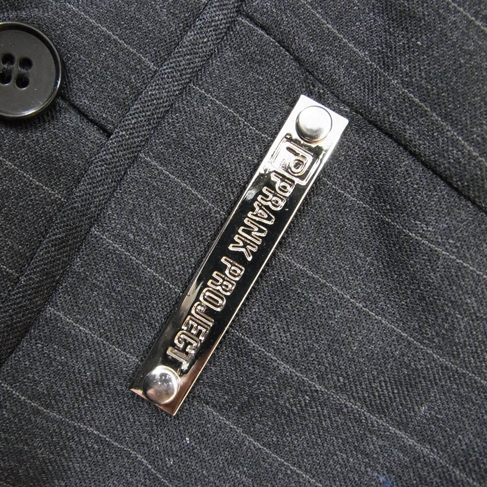 プランクプロジェクト 3341419741 Pinstripe Wrap Layered Pants ピン ストライプ ラップ レイヤード ウール パンツ ダークグレー系 38【中古】