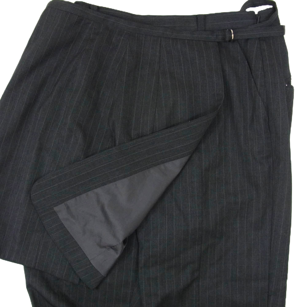 プランクプロジェクト 3341419741 Pinstripe Wrap Layered Pants ピン ストライプ ラップ レイヤード ウール パンツ ダークグレー系 38【中古】