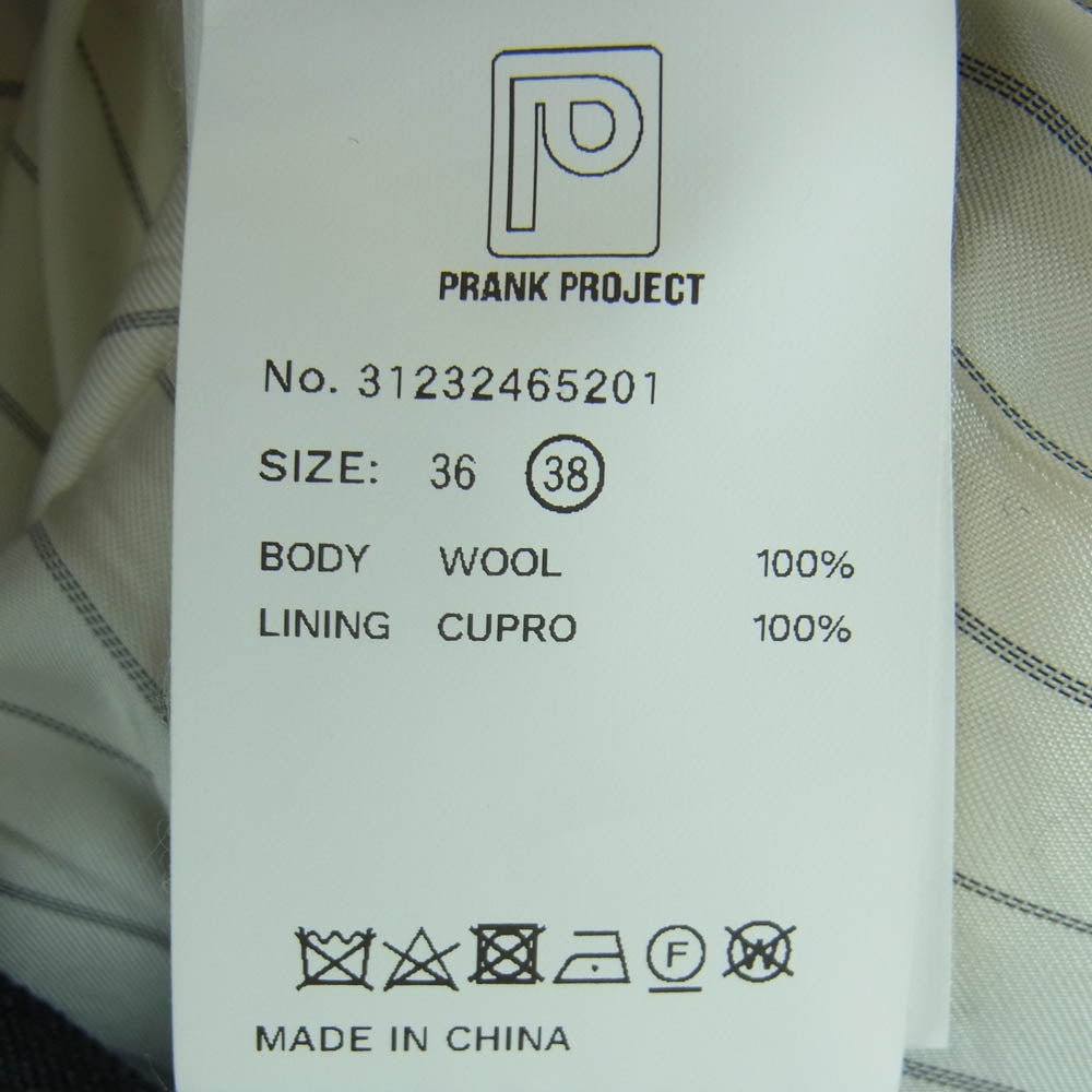 プランクプロジェクト 31232465201 Moon Slit Asymmetry Tack Pants ムーン スリット アシメ タック ウ―ル パンツ チャコール系 38【中古】