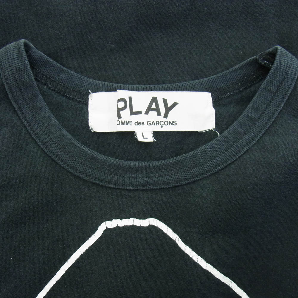 PLAY COMME des GARCONS プレイコムデギャルソン AD2016 AZ-T114 逆さ ハートプリント Ｔシャツ 半袖 ブラック ブラック系 ネイビー系 L【中古】