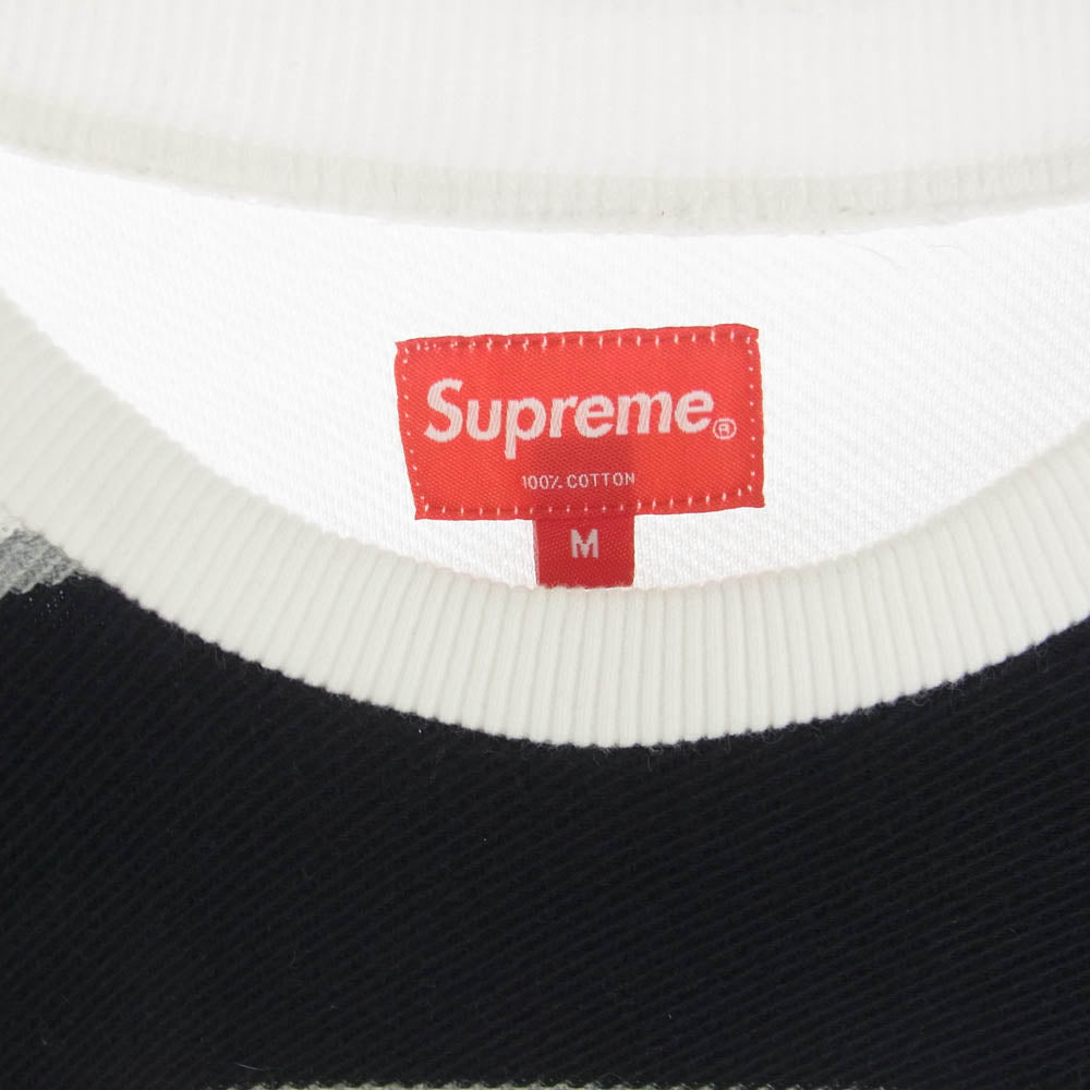 Supreme シュプリーム 16AW Striped Twill Crewneck ストライプ ツイル クルーネック カットソー 長袖 ブラック系 ホワイト系 M【中古】