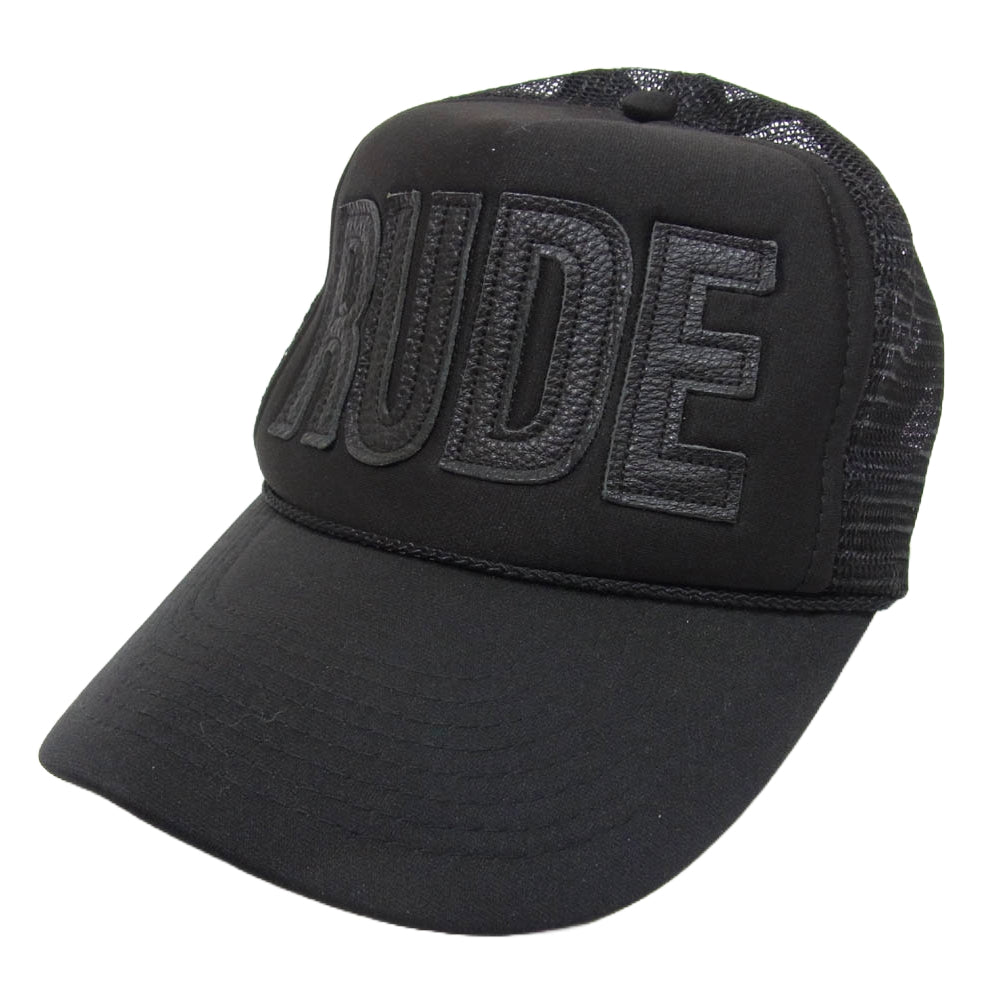 RUDE GALLERY ルードギャラリー レザー ロゴ メッシュ キャップ ブラック系【中古】