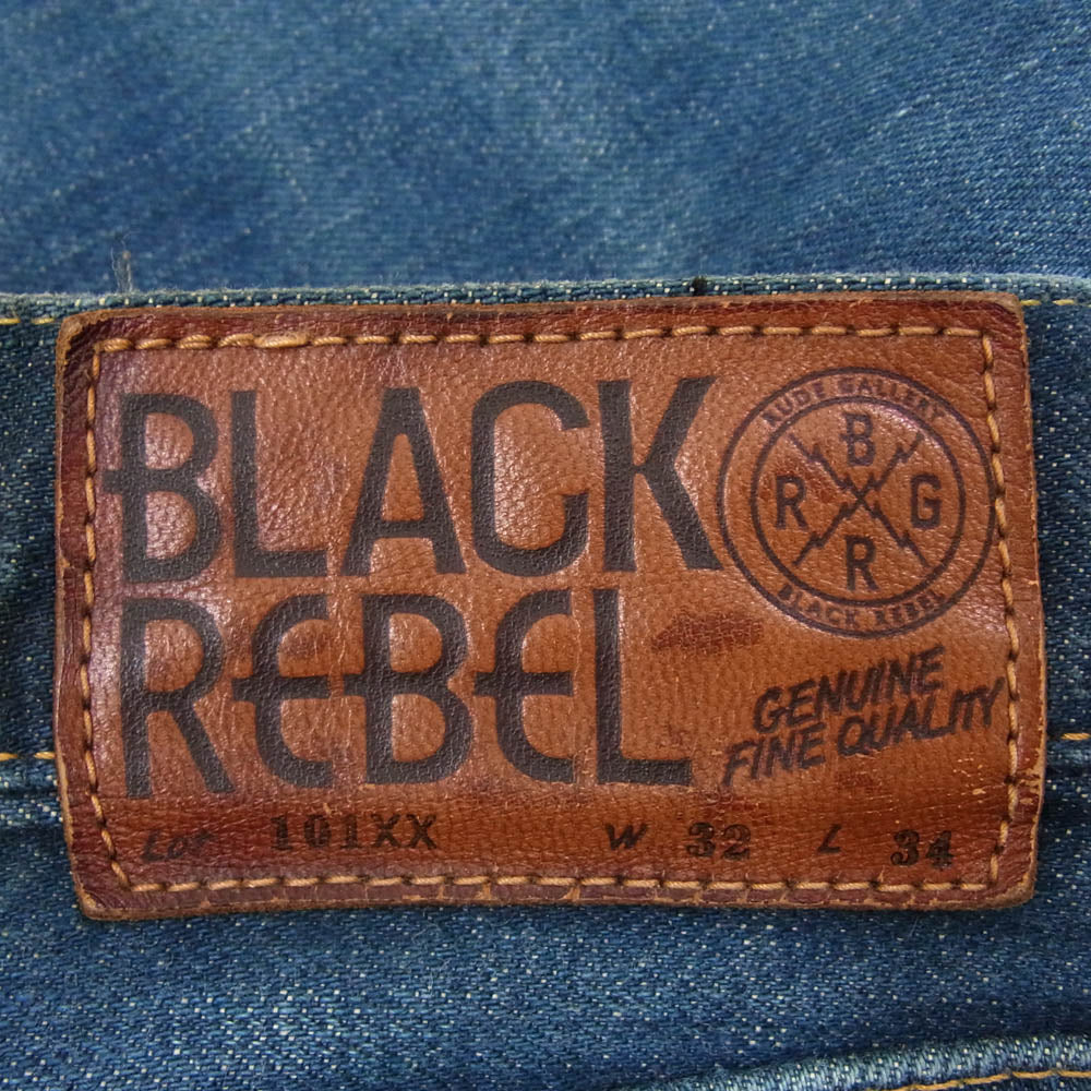 RUDE GALLERY BLACK REBEL ルードギャラリーブラックレーベル 101XX ストレート デニム パンツ ボタンフライ セルビッチ インディゴブルー系 32【中古】