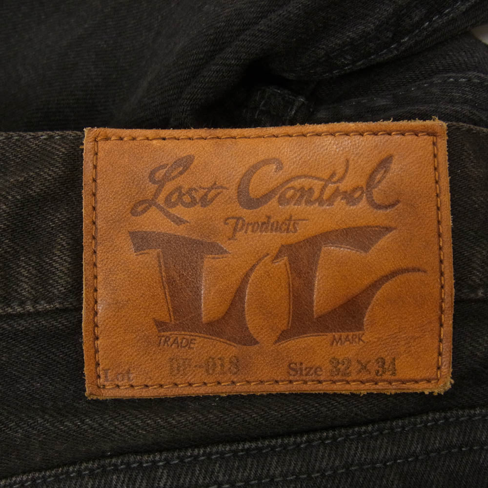 LOST CONTROL ロストコントロール DP-18 ストレート デニム パンツ ボタンフライ ブラック系 32【中古】