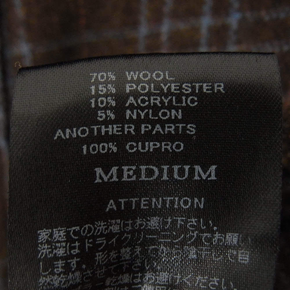 RUDE GALLERY BLACK REBEL ルードギャラリーブラックレーベル ウール チェック 長袖 シャツ ブラウン系 M【中古】