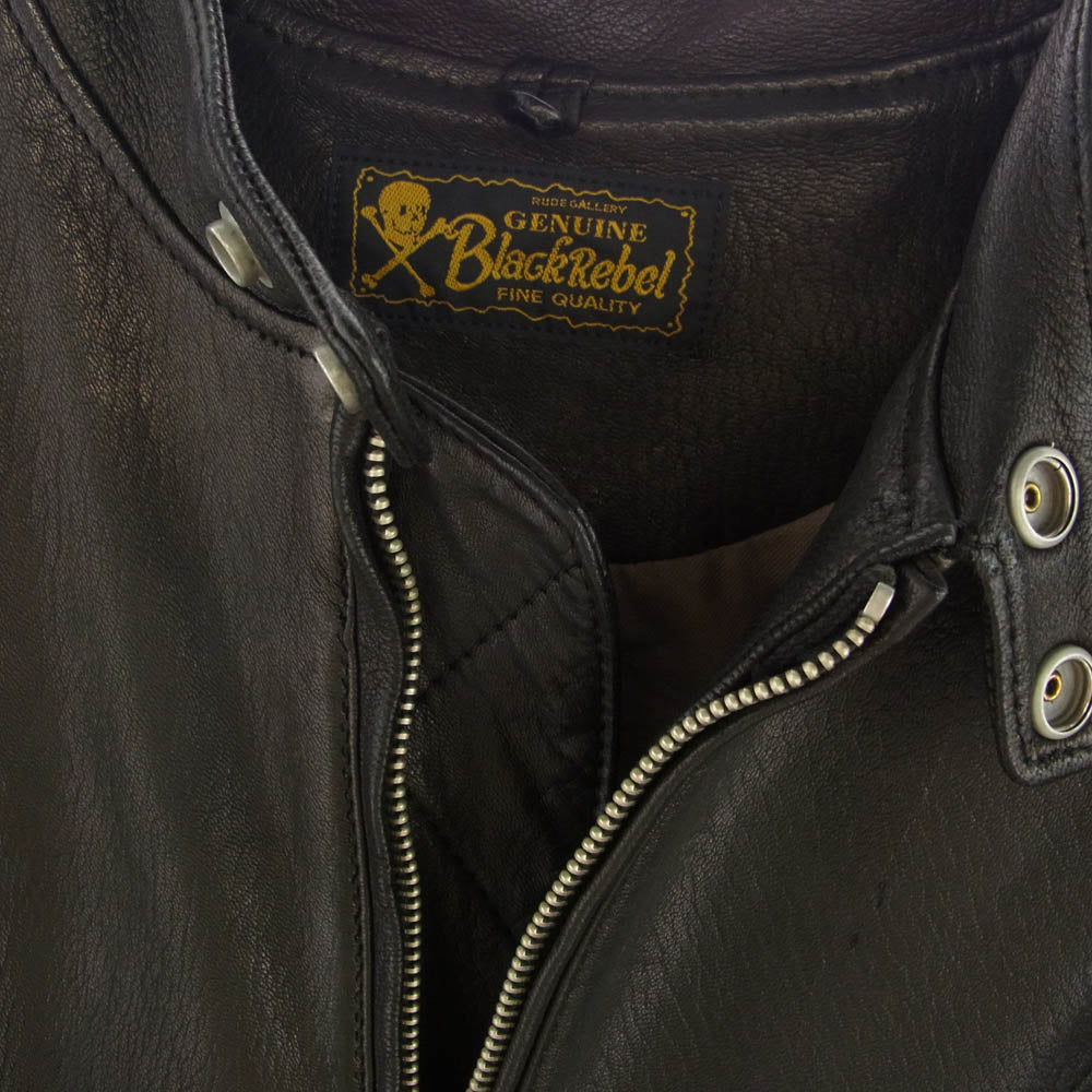 RUDE GALLERY BLACK REBEL ルードギャラリーブラックレーベル ARROW アロー シングル ライダース レザー ジャケット ブラック系 L【中古】