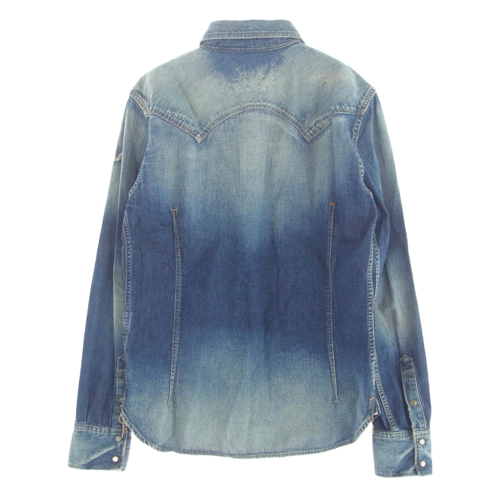 TMT ティーエムティー 18SS TSH-S18SP02 REVIVAL CRUSH DENIM SHIRT クラッシュ加工 デニム ウエスタン シャツ インディゴブルー系 M【中古】