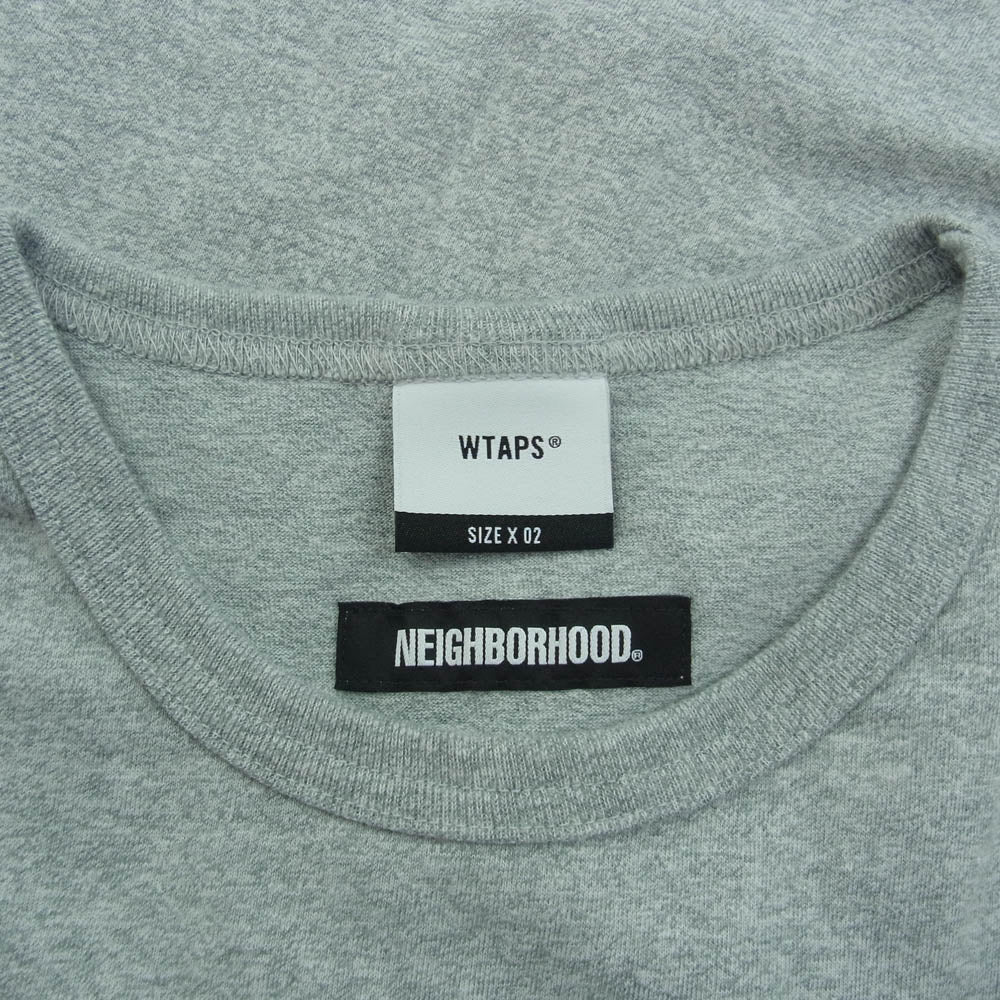 WTAPS ダブルタップス 19AW 192ATNHD-CSM01S × NEIGHBORHOOD ネイバーフッド RIPPER SS TEE ロゴ プリント 半袖 Tシャツ グレー系 X 02【新古品】【未使用】【中古】