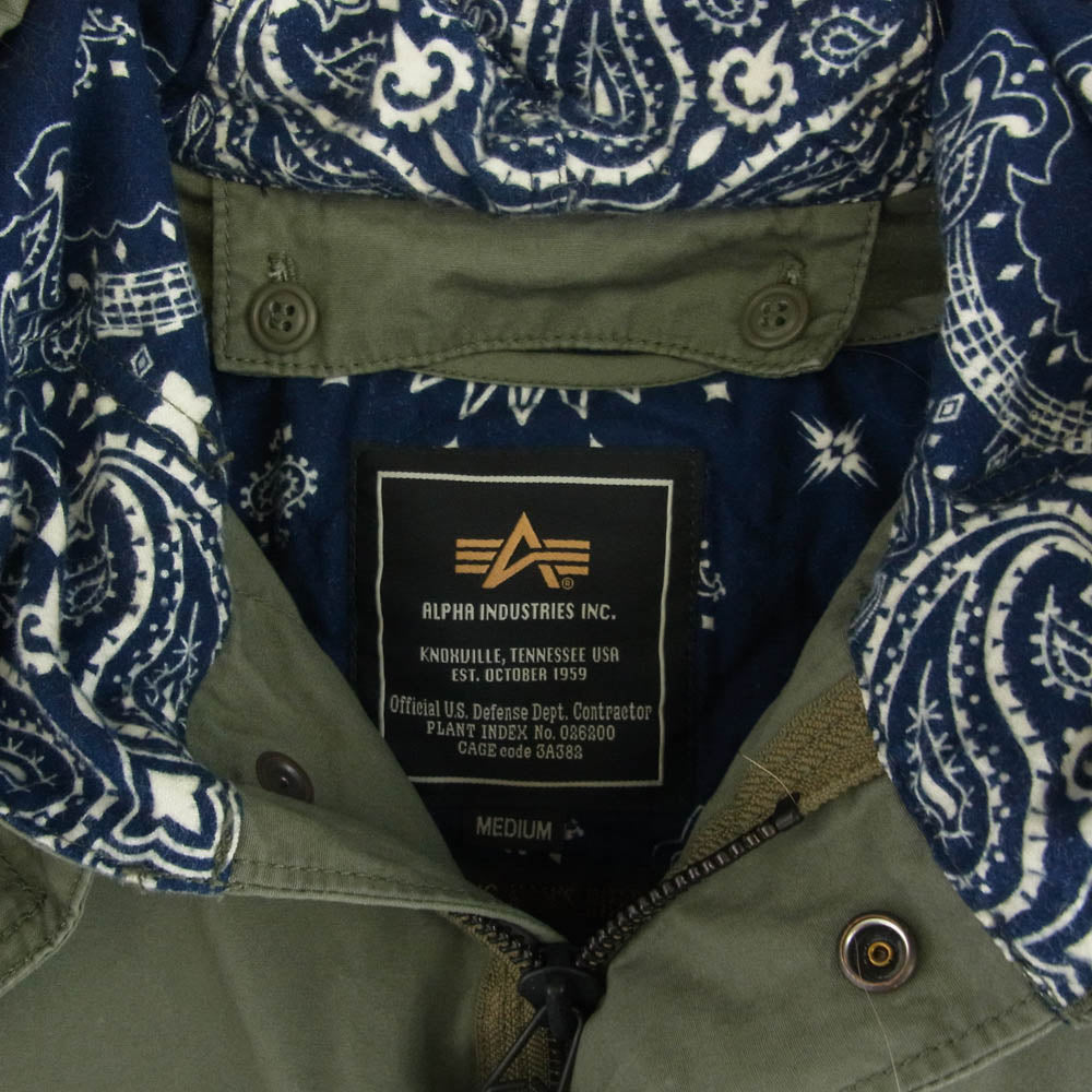 TMT ティーエムティー TA1073-8019 × ALPHA INDUSTRIES アルファインダストリーズ モッズコート ジャケット カーキ系 M【中古】