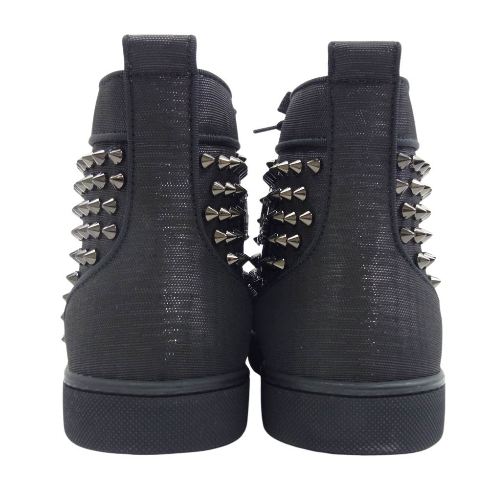 Christian Louboutin クリスチャンルブタン 1170699 LOUIS ORLATO FLAT MOIRE スパイクスタッズ ハイカット スニーカー ブラック系 40【美品】【中古】