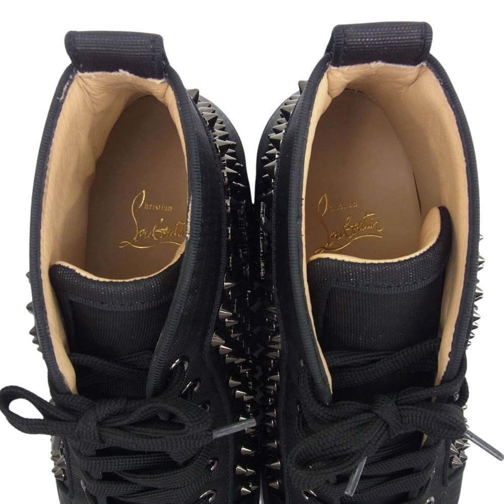 Christian Louboutin クリスチャンルブタン 1170699 LOUIS ORLATO FLAT MOIRE スパイクスタッズ ハイカット スニーカー ブラック系 40【美品】【中古】