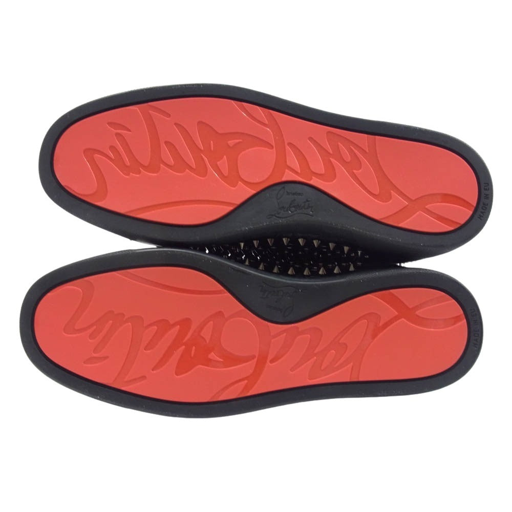 Christian Louboutin クリスチャンルブタン 1170699 LOUIS ORLATO FLAT MOIRE スパイクスタッズ ハイカット スニーカー ブラック系 40【美品】【中古】