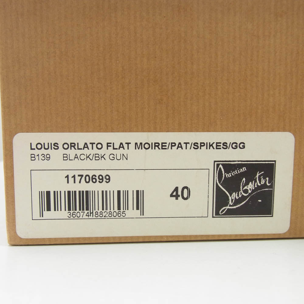 Christian Louboutin クリスチャンルブタン 1170699 LOUIS ORLATO FLAT MOIRE スパイクスタッズ ハイカット スニーカー ブラック系 40【美品】【中古】