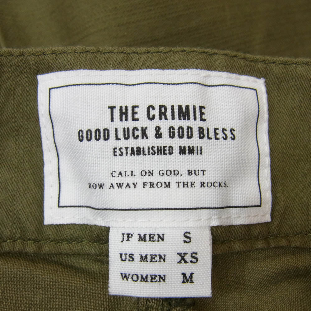 CRIMIE クライミー CR01-01K5-PL05 JOE MILITARY 2 TACK PANTS ミリタリー 2タック コットン パンツ カーキ系 S【中古】
