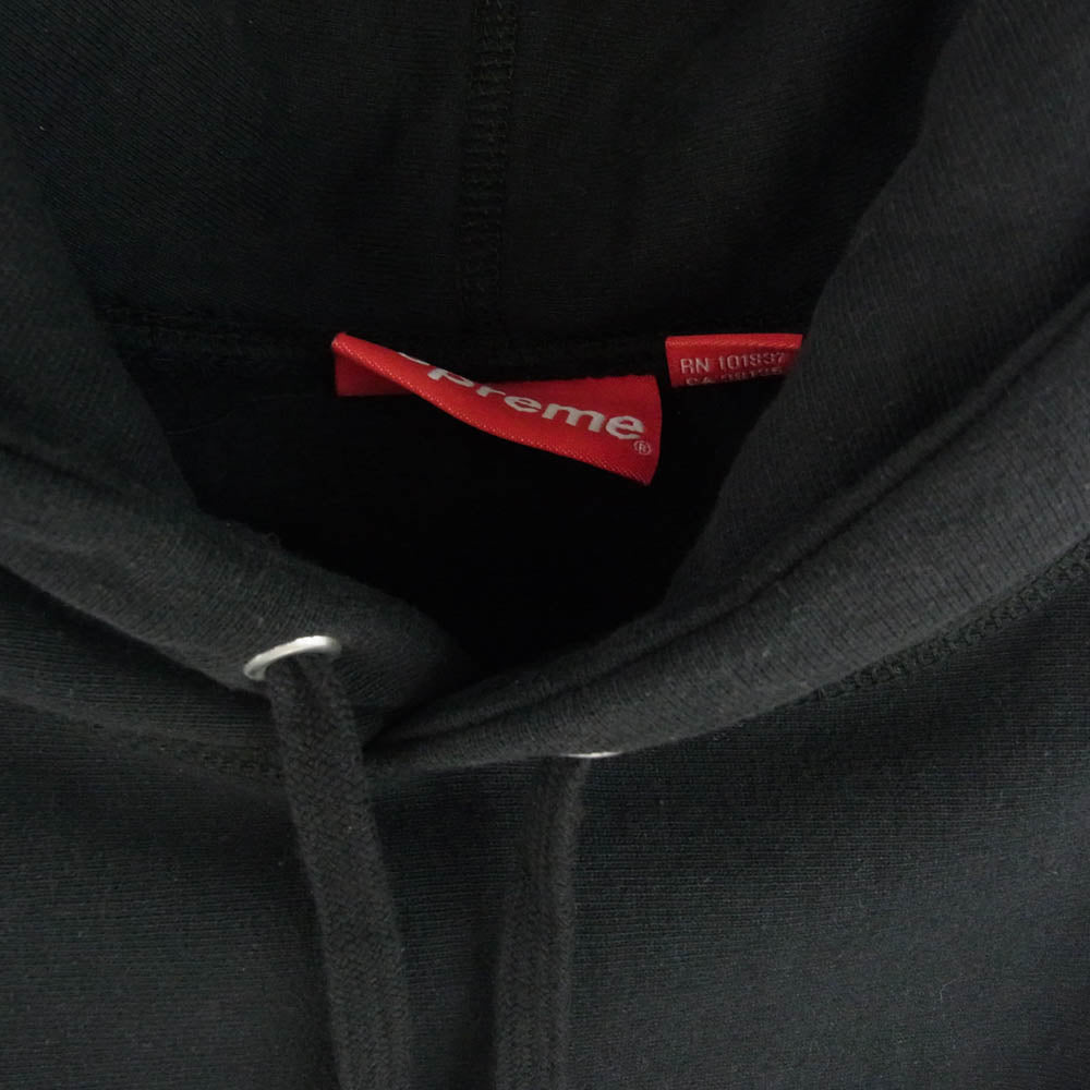 Supreme シュプリーム 18AW Perforated Leather Hooded Sweatshirt パンチング レザー ロゴ フーデッド スウェット シャツ パーカー ブラック系 S【中古】