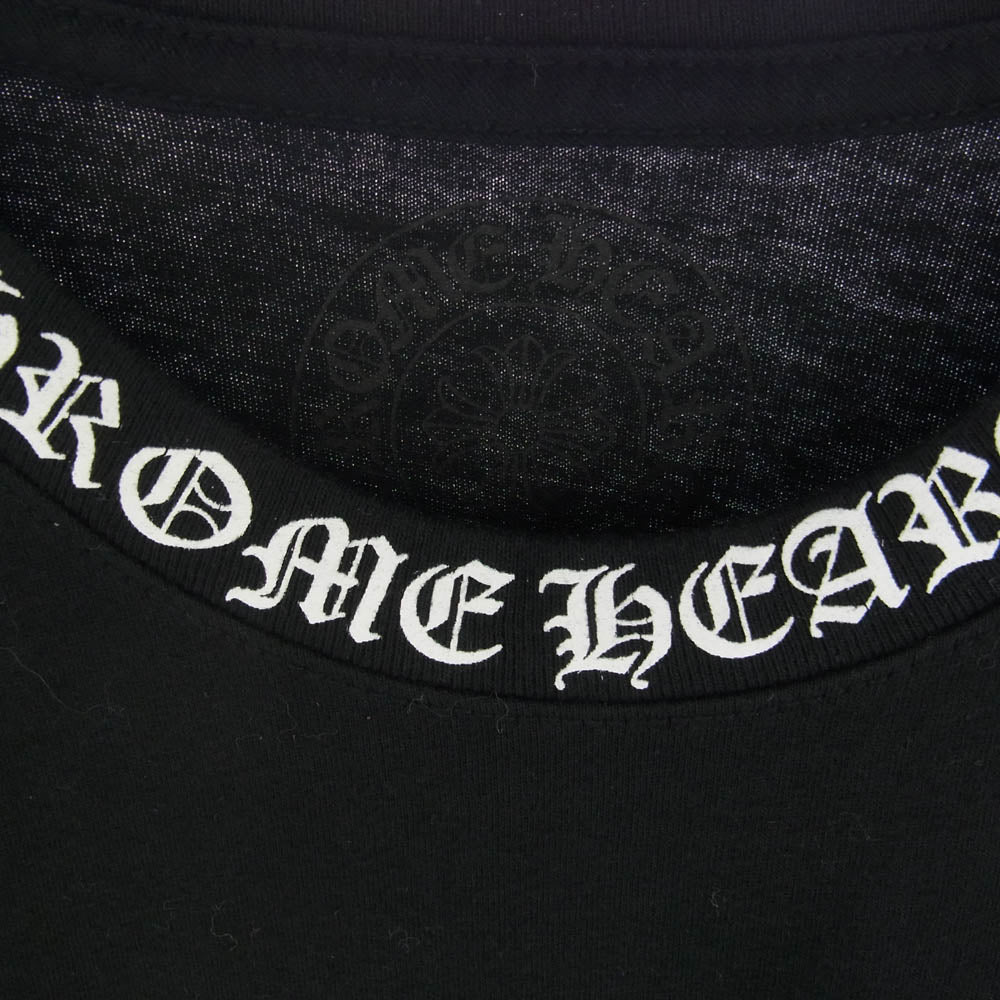 CHROME HEARTS クロムハーツ（原本無） Neck Logo S/S Tee ネックロゴ ポケット付 プリント 半袖 Ｔシャツ ブラック系 M【美品】【中古】
