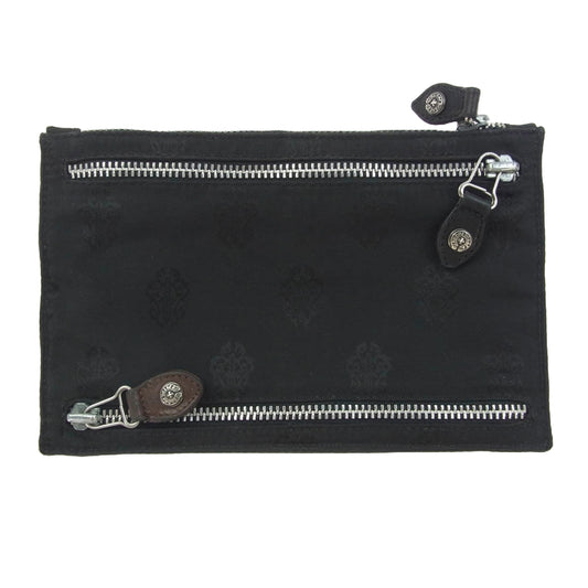 CHROME HEARTS クロムハーツ（原本無） 5ZIP ナイロン マルチパース ポーチ ミニクラッチバッグ ブラック系【中古】
