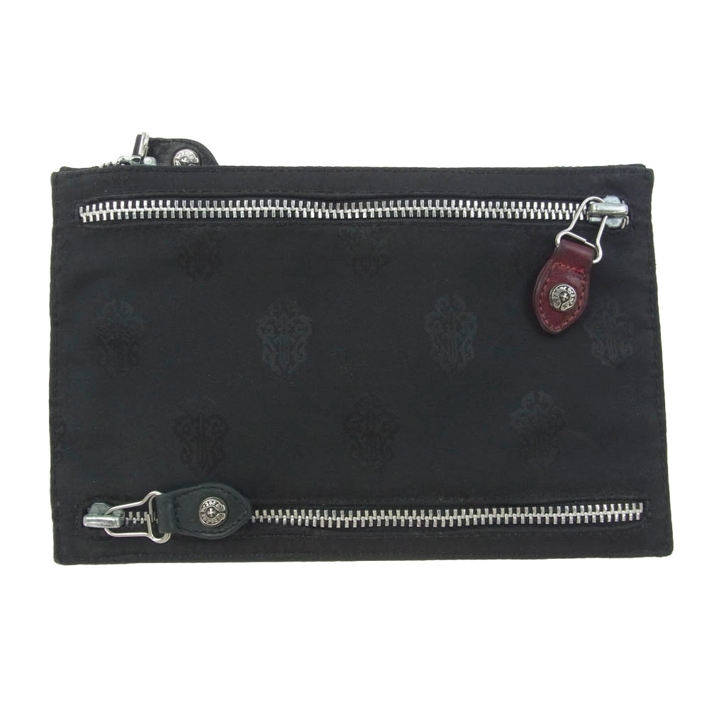 CHROME HEARTS クロムハーツ（原本無） 5ZIP ナイロン マルチパース ポーチ ミニクラッチバッグ ブラック系【中古】