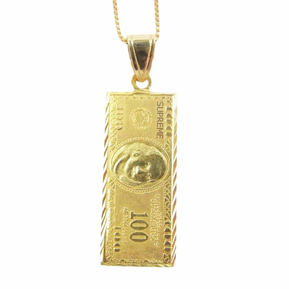 Supreme シュプリーム 17AW 14K 100 Dollar Bill Gold Pendant 100ドル ペンダント ネックレス ゴールド系【中古】