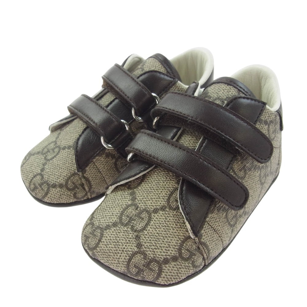 GUCCI グッチ エース BABY GG シェリーライン スニーカー ベビー用 シューズ ブラウン系 EU19【極上美品】【中古】