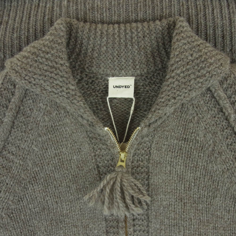 アンダイド USN24FKC101 HIGHLANDWOOL COWICAHN SWEATER ハイランドウール カウチンニット セーター ジップ カーディガン ベージュ系 グレイッシュベージュ系 03【新古品】【未使用】【中古】