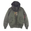 ISAMUKATAYAMA BACKLASH イサムカタヤマバックラッシュ TA0465-9076 × ALPHA INDUSTRIES アルファ インダストリーズ レザーフード フライトジャケット MA-1 カーキ系 S【中古】