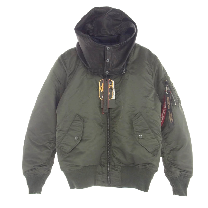 ISAMUKATAYAMA BACKLASH イサムカタヤマバックラッシュ TA0465-9076 × ALPHA INDUSTRIES アルファ インダストリーズ レザーフード フライトジャケット MA-1 カーキ系 S【中古】