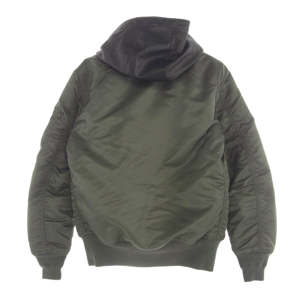 ISAMUKATAYAMA BACKLASH イサムカタヤマバックラッシュ TA0465-9076 × ALPHA INDUSTRIES アルファ インダストリーズ レザーフード フライトジャケット MA-1 カーキ系 S【中古】