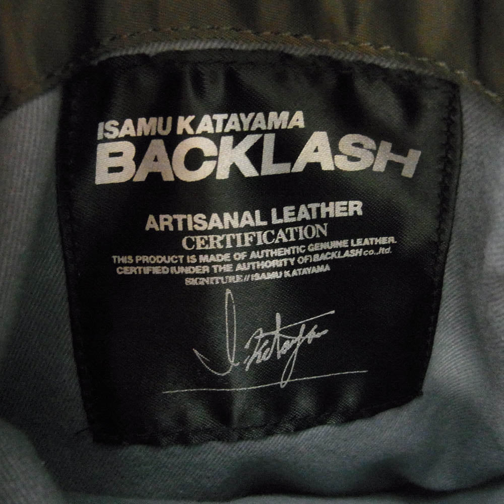 ISAMUKATAYAMA BACKLASH イサムカタヤマバックラッシュ TA0465-9076 × ALPHA INDUSTRIES アルファ インダストリーズ レザーフード フライトジャケット MA-1 カーキ系 S【中古】
