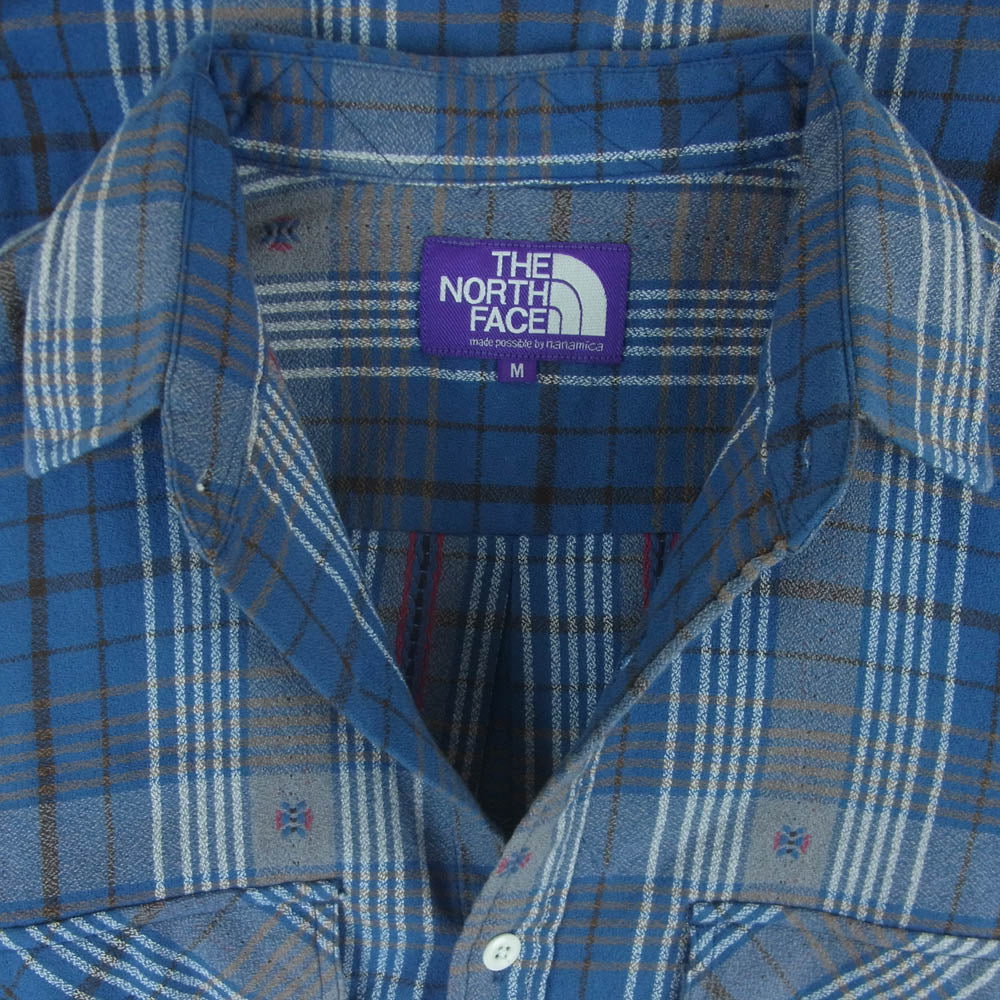 THE NORTH FACE ノースフェイス NT3400N PURPLE LABEL パープルレーベル Plaid Field Shirt チェック フィールド 長袖 シャツ ブルー系 グレー系 M【中古】