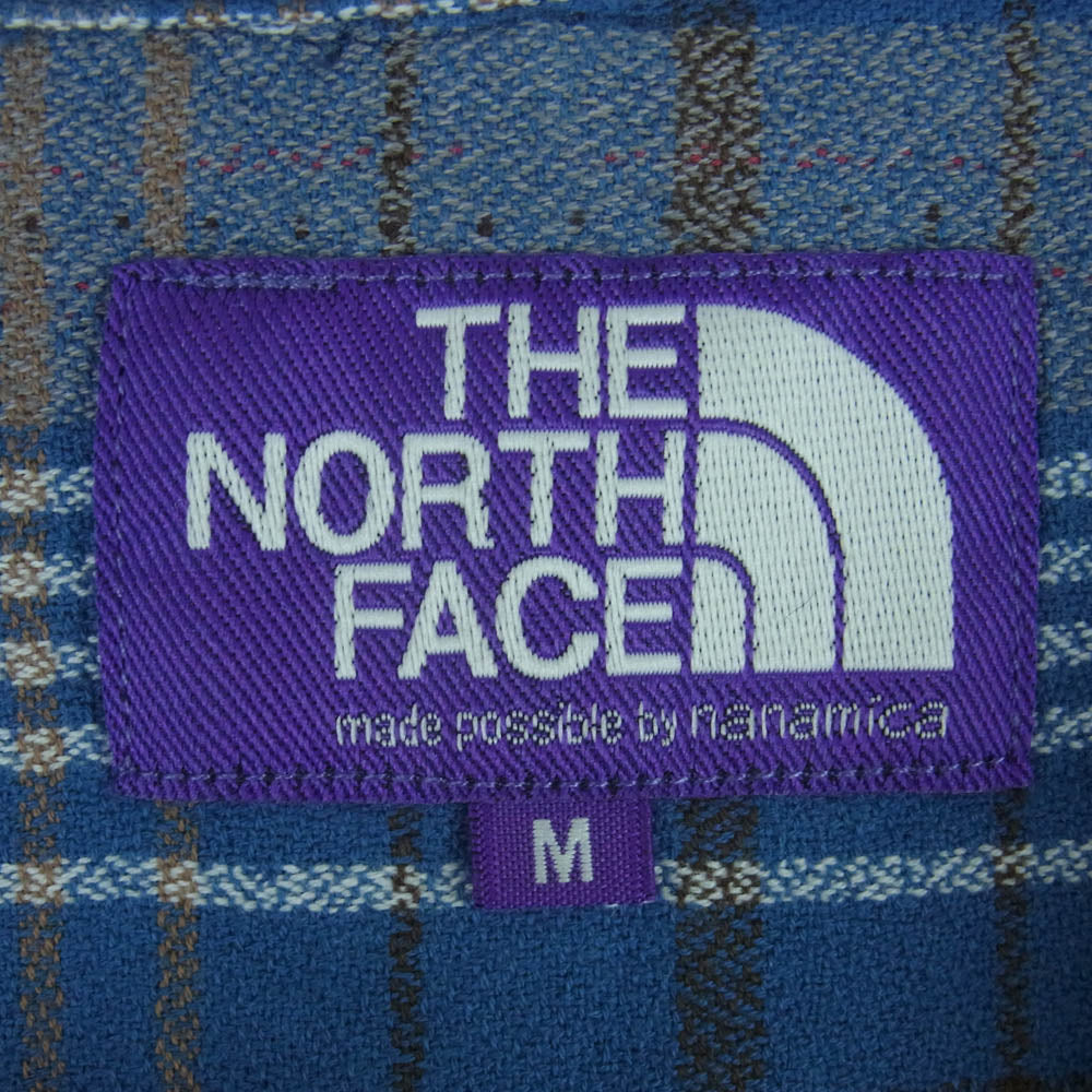 THE NORTH FACE ノースフェイス NT3400N PURPLE LABEL パープルレーベル Plaid Field Shirt チェック フィールド 長袖 シャツ ブルー系 グレー系 M【中古】