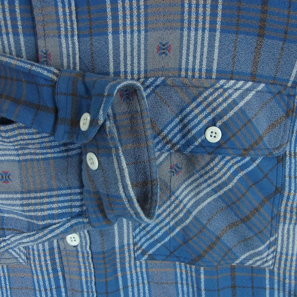 THE NORTH FACE ノースフェイス NT3400N PURPLE LABEL パープルレーベル Plaid Field Shirt チェック フィールド 長袖 シャツ ブルー系 グレー系 M【中古】