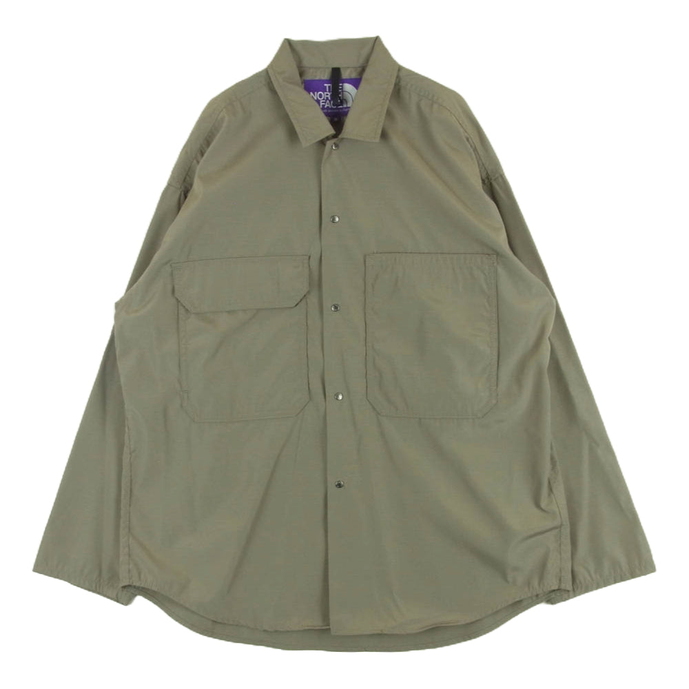 THE NORTH FACE ノースフェイス NP2308N PURPLE LABEL パープルレーベル Ripstop Trail Shirt リップストップ トレイル 長袖 シャツ カーキ系 グレイッシュベージュ系 M【中古】