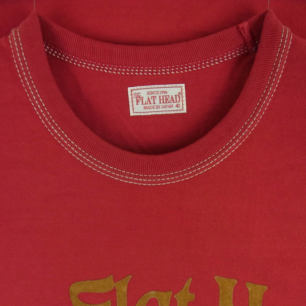 THE FLAT HEAD ザフラットヘッド F-THCL-004 SPLENDID CLOTHING ロゴ ロングスリーブ 長袖 Tシャツ レッド系 40【極上美品】【中古】
