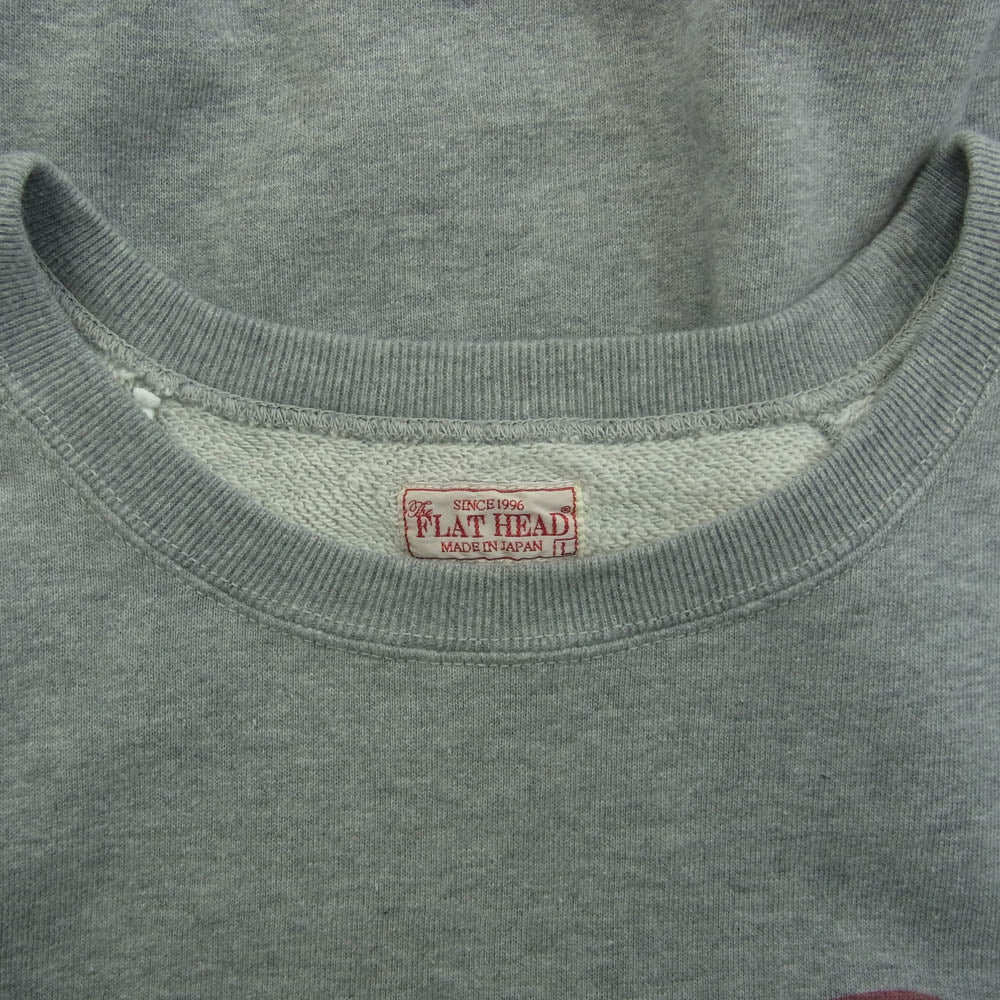 THE FLAT HEAD ザフラットヘッド FN-SWH-001 5分袖 ロゴ 半袖 スウェット グレー系 L【極上美品】【中古】