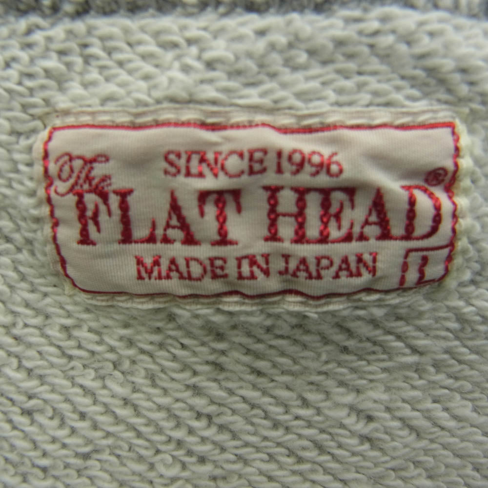 THE FLAT HEAD ザフラットヘッド FN-SWH-001 5分袖 ロゴ 半袖 スウェット グレー系 L【極上美品】【中古】
