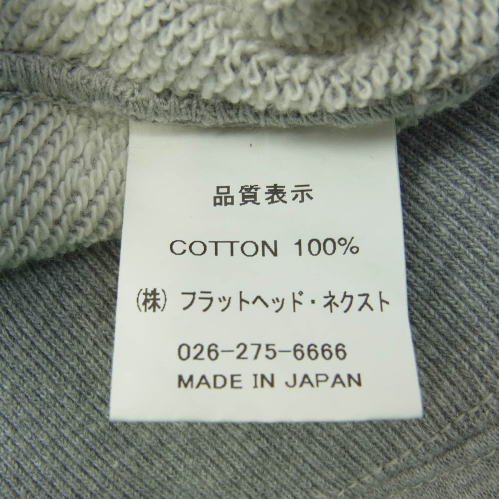 THE FLAT HEAD ザフラットヘッド FN-SWH-001 5分袖 ロゴ 半袖 スウェット グレー系 L【極上美品】【中古】