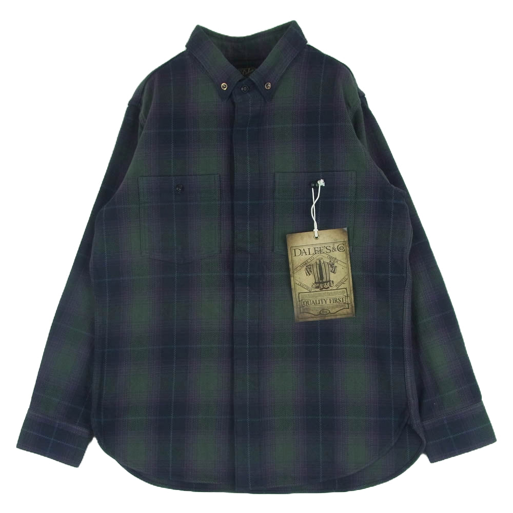 ダリーズアンドコー SELAM.DK 30s Kover.N.shirt ヘビー ウェイト 長袖 ネル シャツ ブラック系 グレー系 パープル系 XL 17.5【新古品】【未使用】【中古】