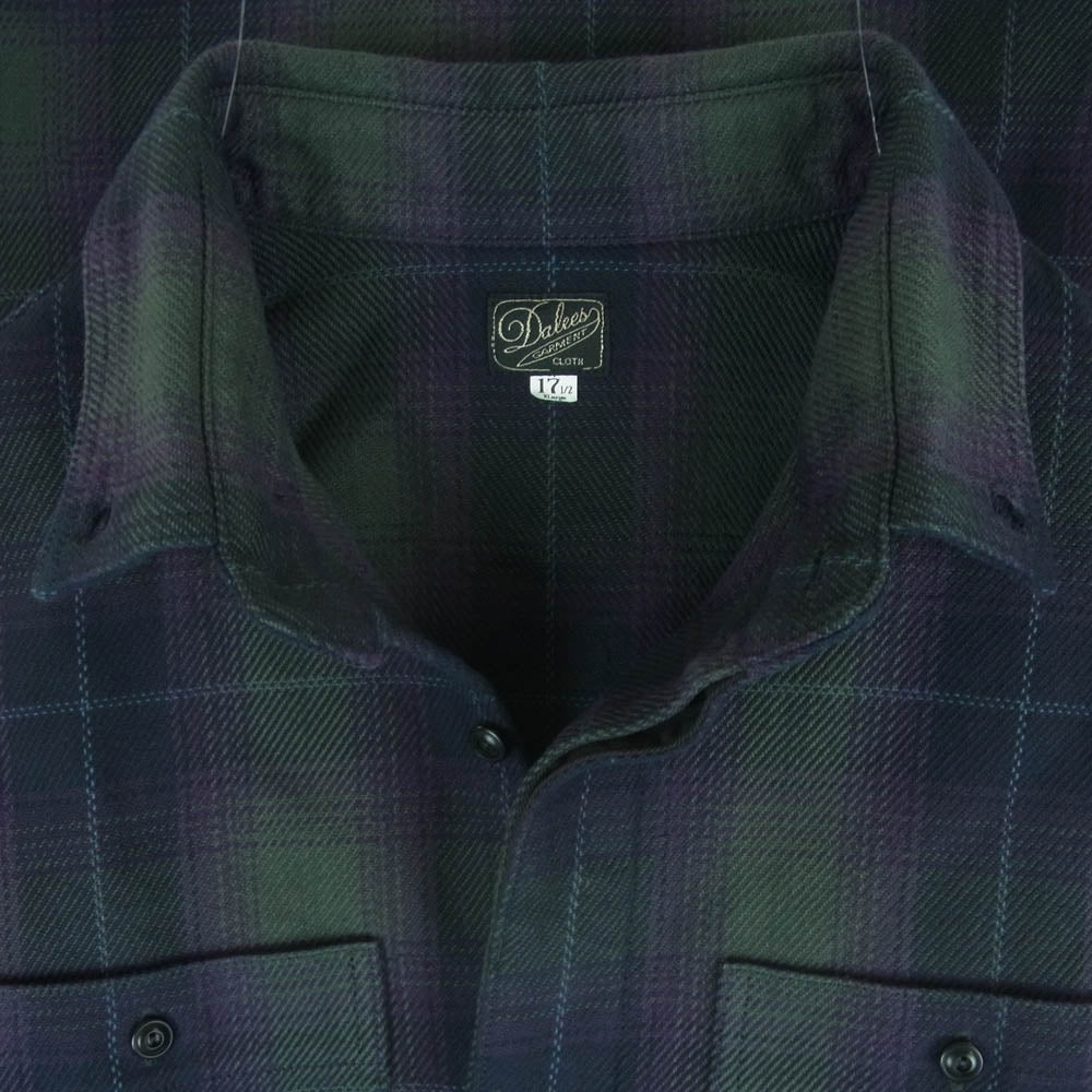 ダリーズアンドコー SELAM.DK 30s Kover.N.shirt ヘビー ウェイト 長袖 ネル シャツ ブラック系 グレー系 パープル系 XL 17.5【新古品】【未使用】【中古】
