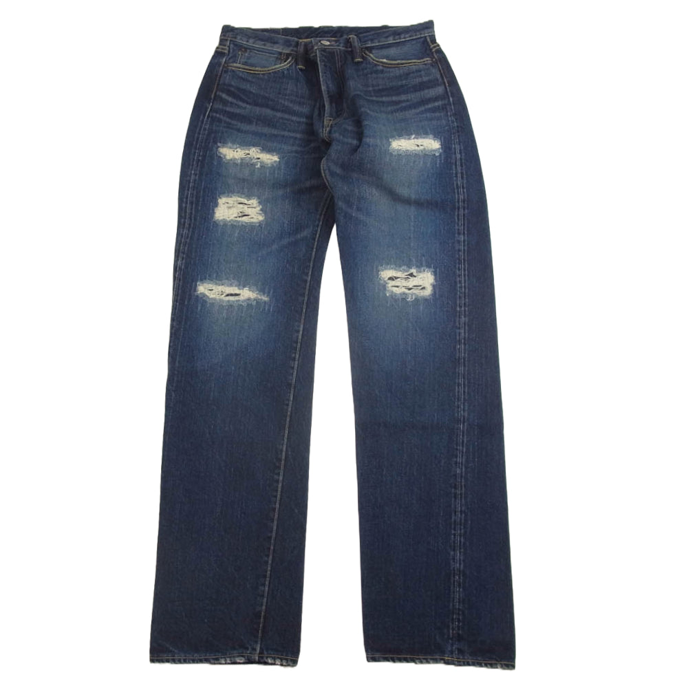 THE FLAT HEAD ザフラットヘッド 3009ZR REMAKE TAPERED STRAIGHT Z リメイク 加工 テーパード ストレッチ デニム パンツ インディゴブルー系 W32L34【新古品】【未使用】【中古】